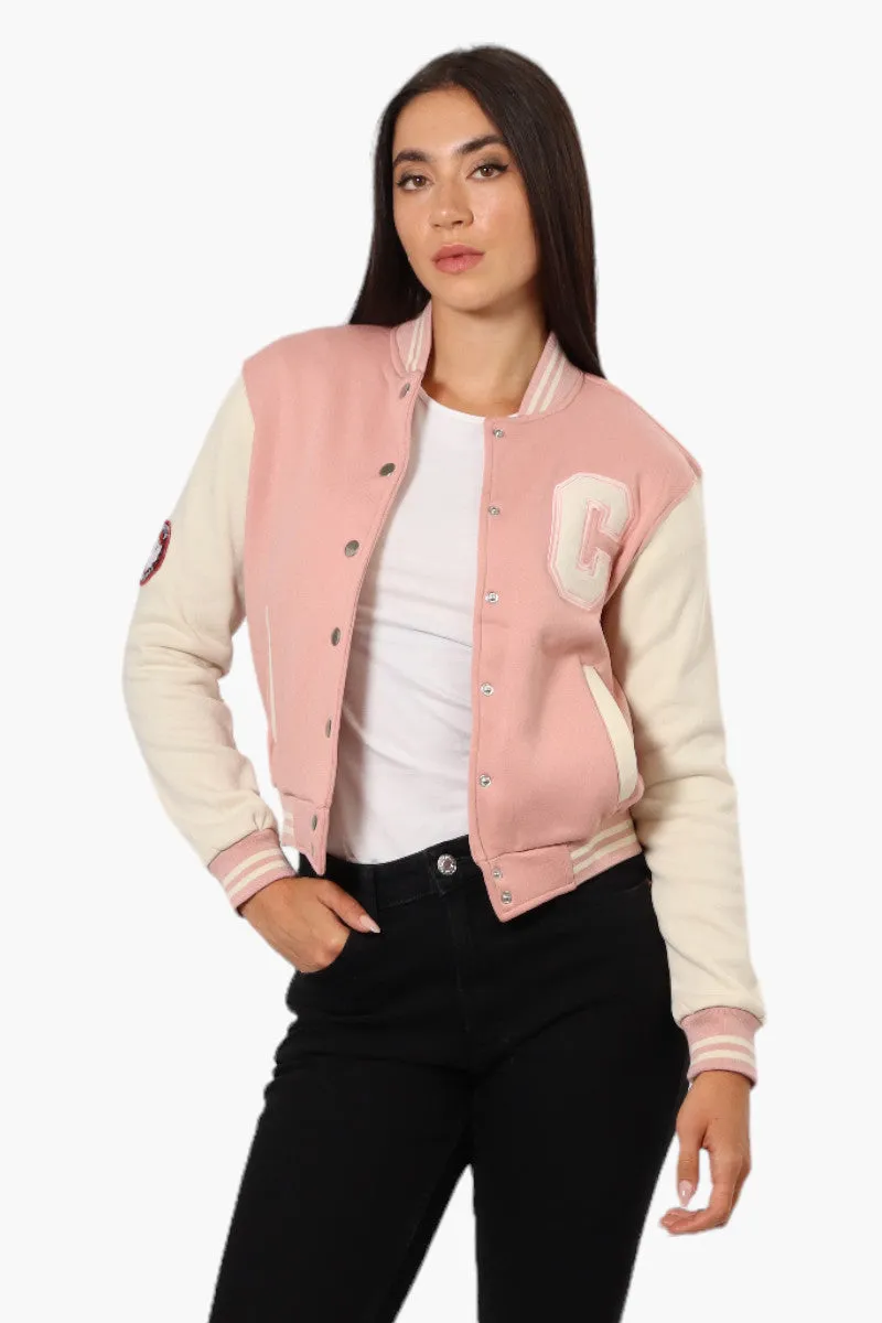 Canada Weather Gear Contrast Sleeve Varsity Lightweight Jacket - Pink sold by Fairweather