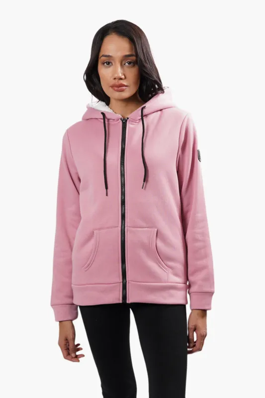 Fahrenheit Sherpa Lined Front Zip Hoodie - Pink sold by Fairweather