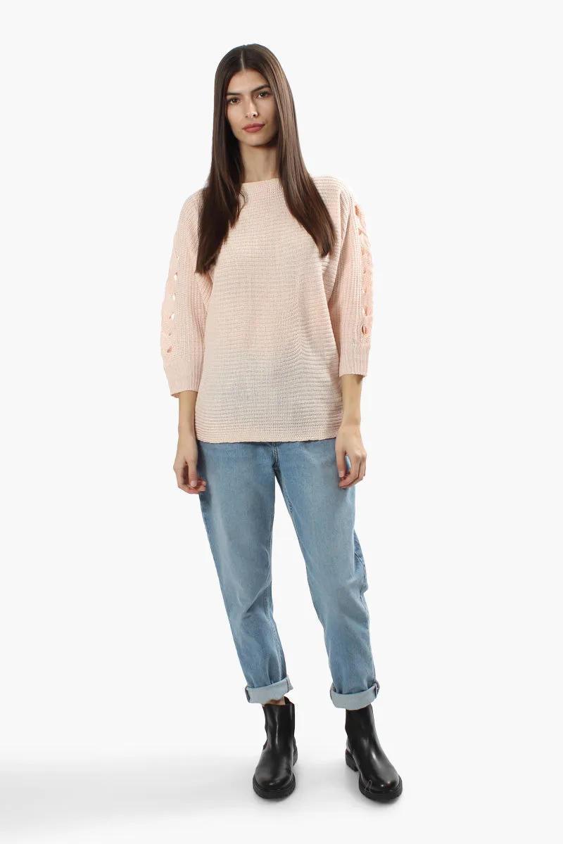 Majora Braided Sleeve Pullover Sweater - Blush sold by Fairweather product image thumbnail 2