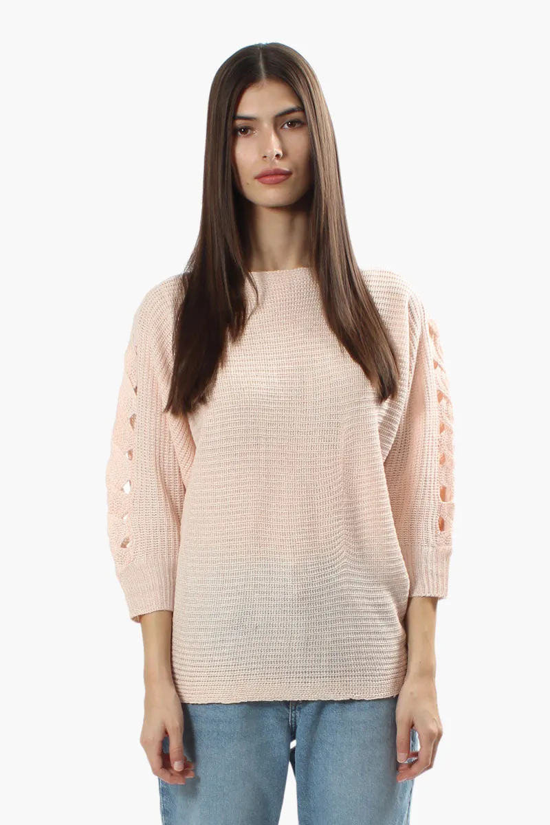Majora Braided Sleeve Pullover Sweater - Blush sold by Fairweather
