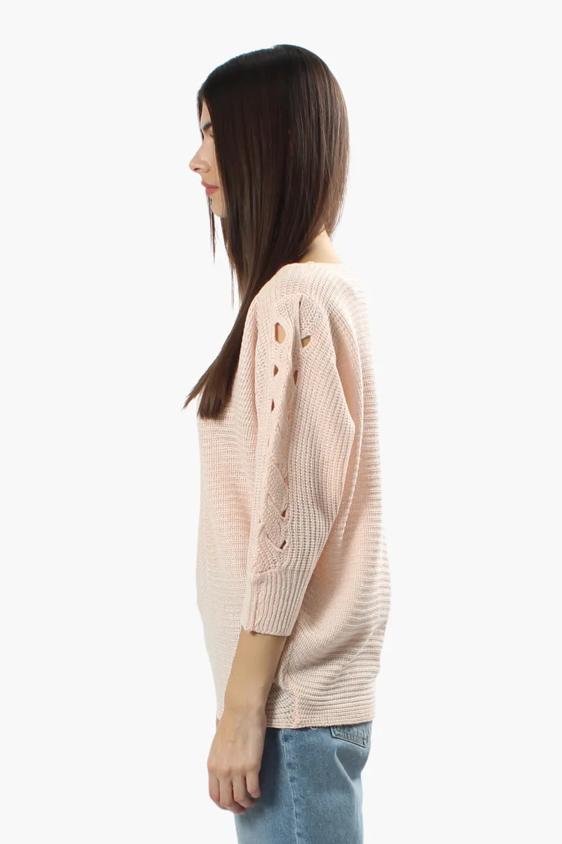 Majora Braided Sleeve Pullover Sweater - Blush sold by Fairweather product image thumbnail 3