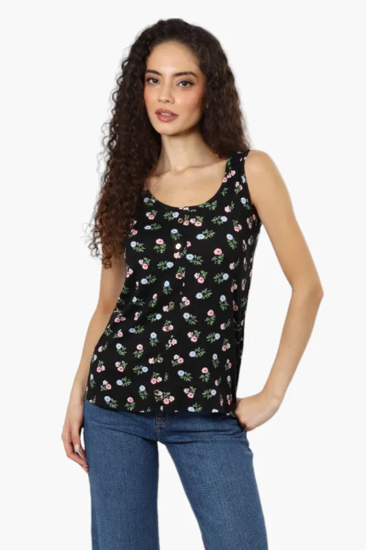 Majora Floral Sleeveless Tank Top - Black sold by Fairweather