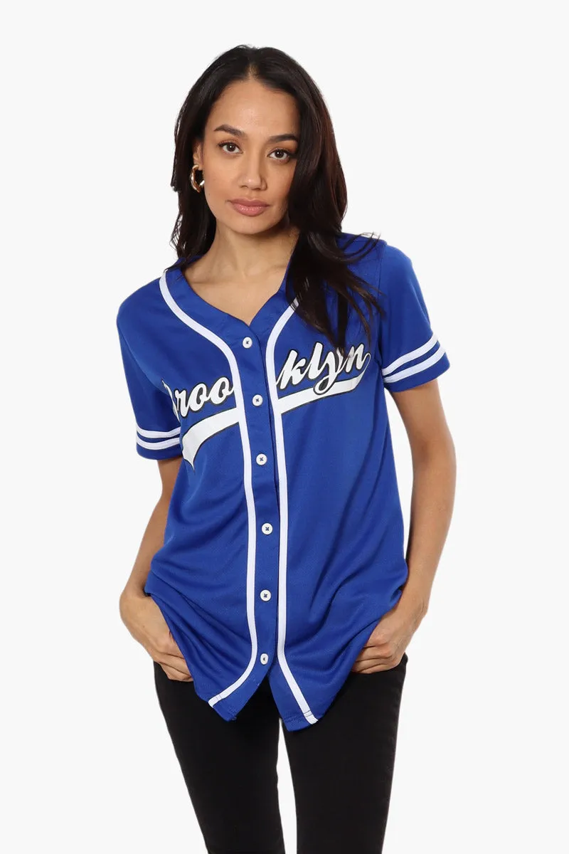 Mecca Brooklyn Printed Baseball Tee - Blue sold by Fairweather