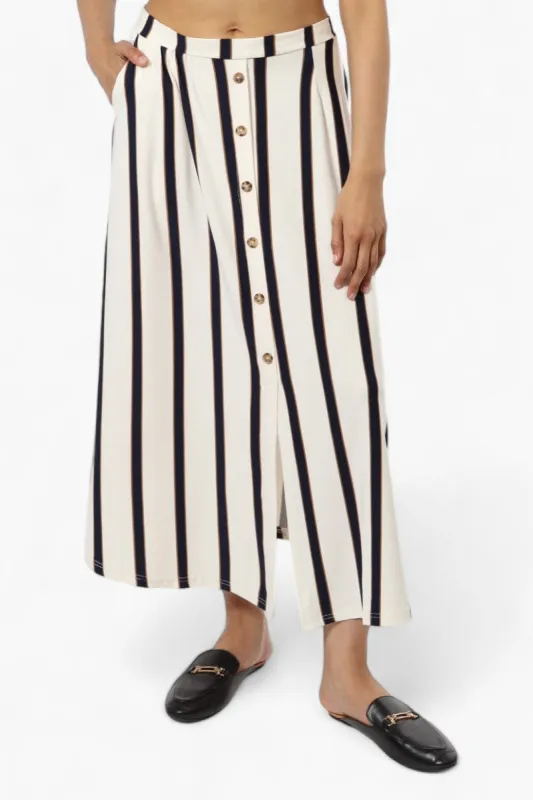 Beechers Brook Striped Button Down Skirt - White sold by Fairweather