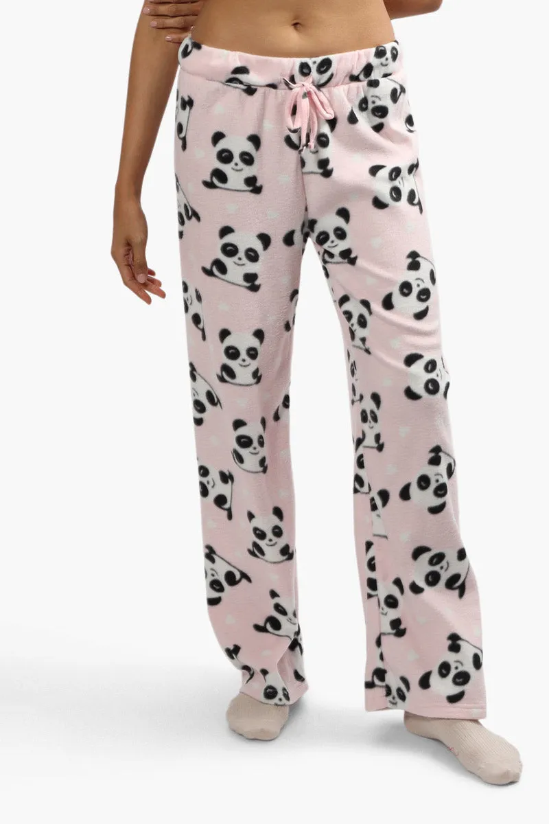 Cuddly Canuckies Plush Panda Print Pajama Pants - Pink sold by Fairweather