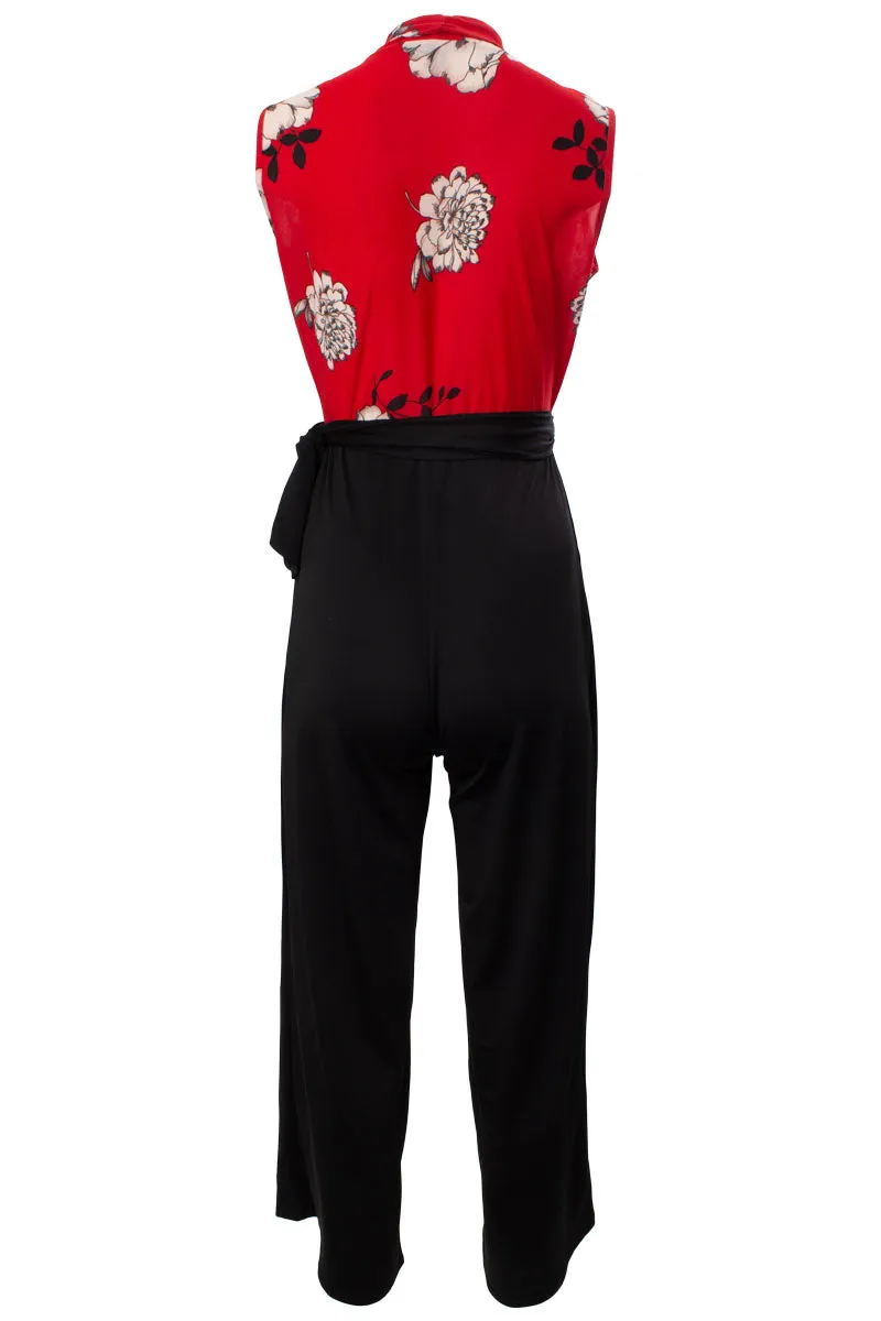 Floral Crossover Sleeveless Jumpsuit - Red sold by Fairweather product image thumbnail 3