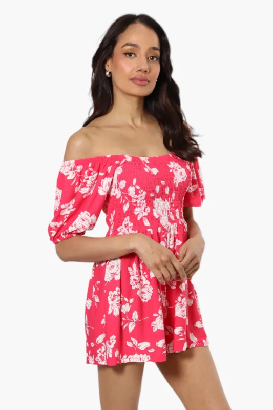 Majora Floral Smocked Waist Romper - Pink sold by Fairweather