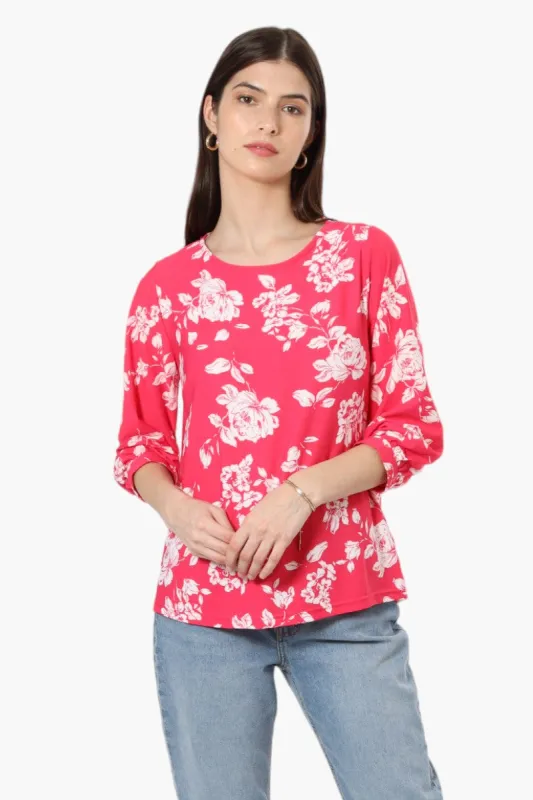 Beechers Brook Floral Elbow Sleeve Blouse - Pink sold by Fairweather