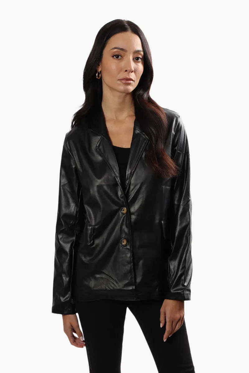 Limite 2 Button Vegan Leather Blazer - Black sold by Fairweather