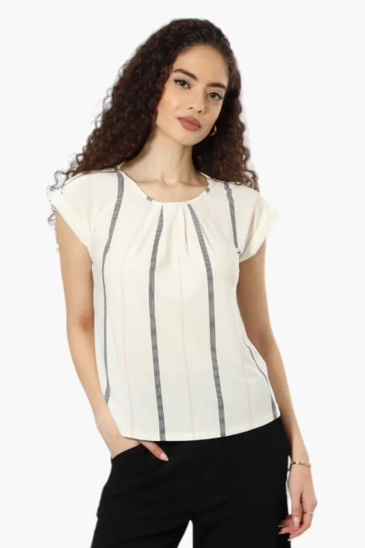 Beechers Brook Striped Zip Shoulder Blouse - White sold by Fairweather