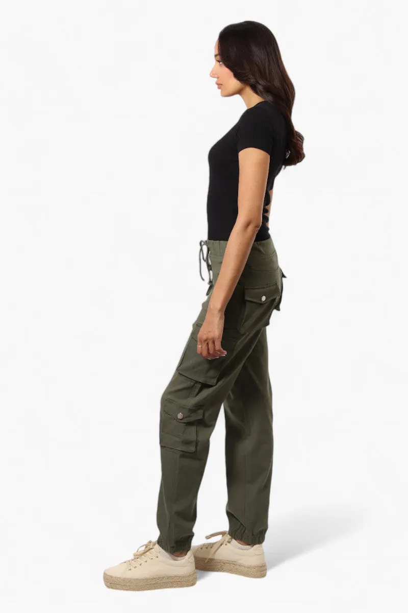 Urbanology Solid Tie Waist 5 Pocket Cargo Pants - Olive sold by Fairweather product image thumbnail 3
