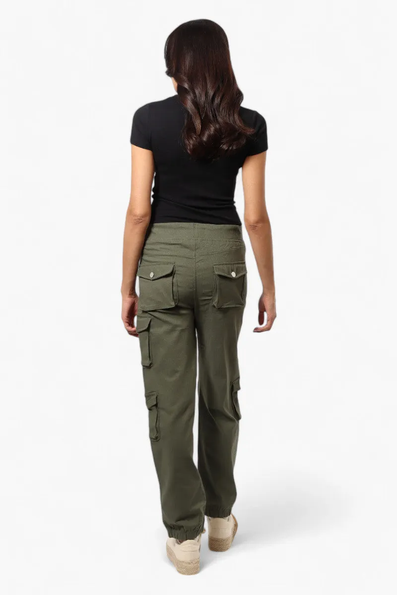 Urbanology Solid Tie Waist 5 Pocket Cargo Pants - Olive sold by Fairweather product image thumbnail 4
