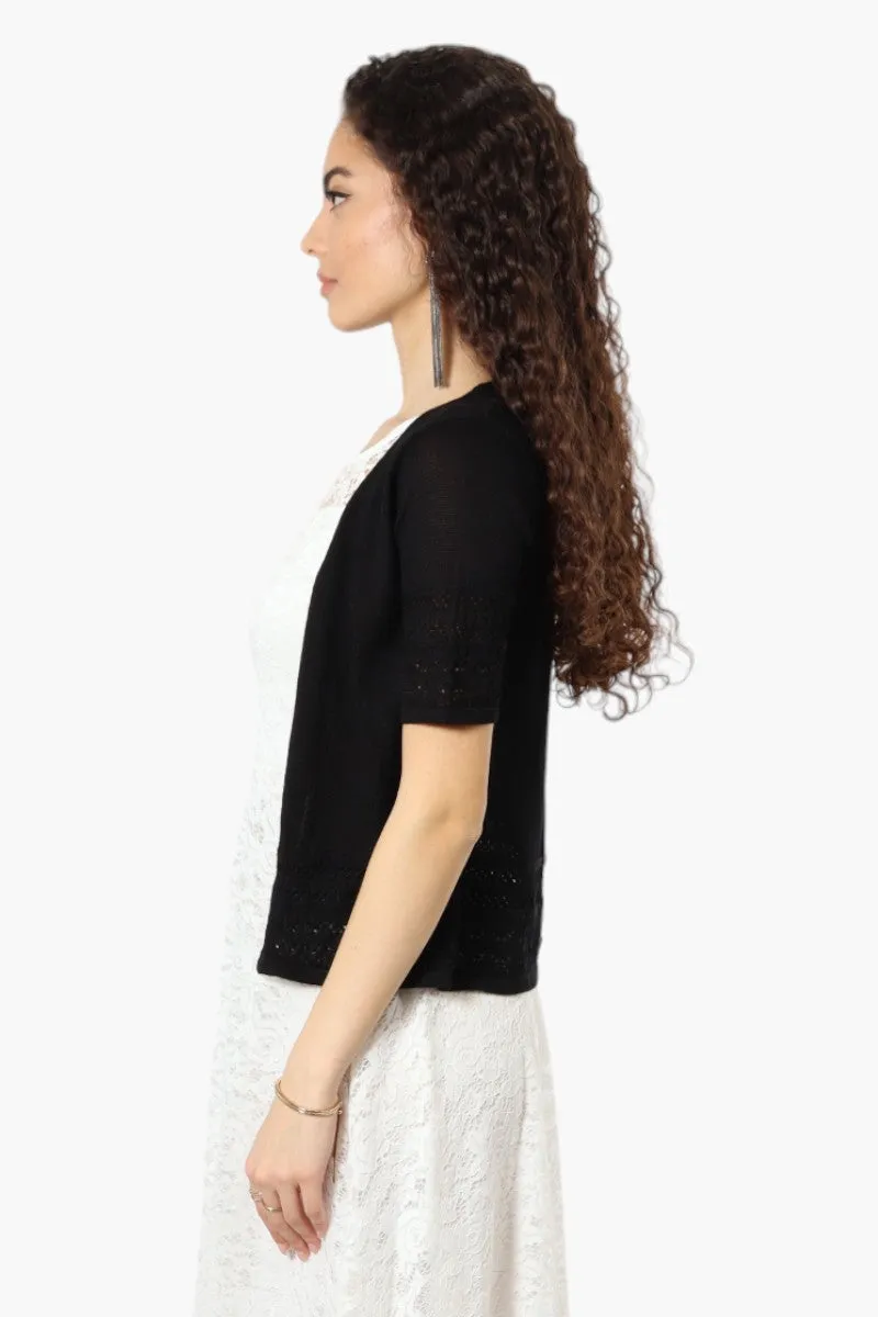 Impress Short Sleeve Crochet Shrug Cardigan - Black sold by Fairweather product image thumbnail 3