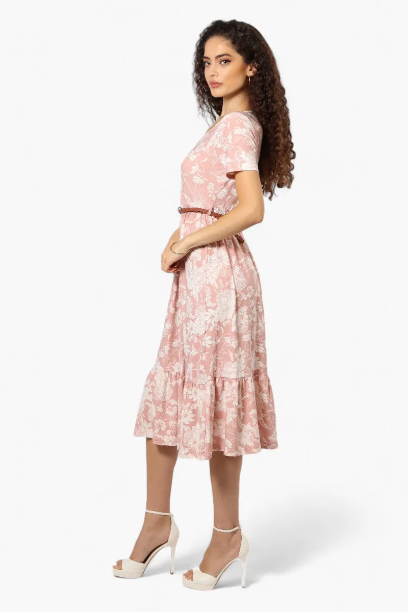 International INC Company Floral Belted Short Sleeve Maxi Dress - Blush sold by Fairweather product image thumbnail 3