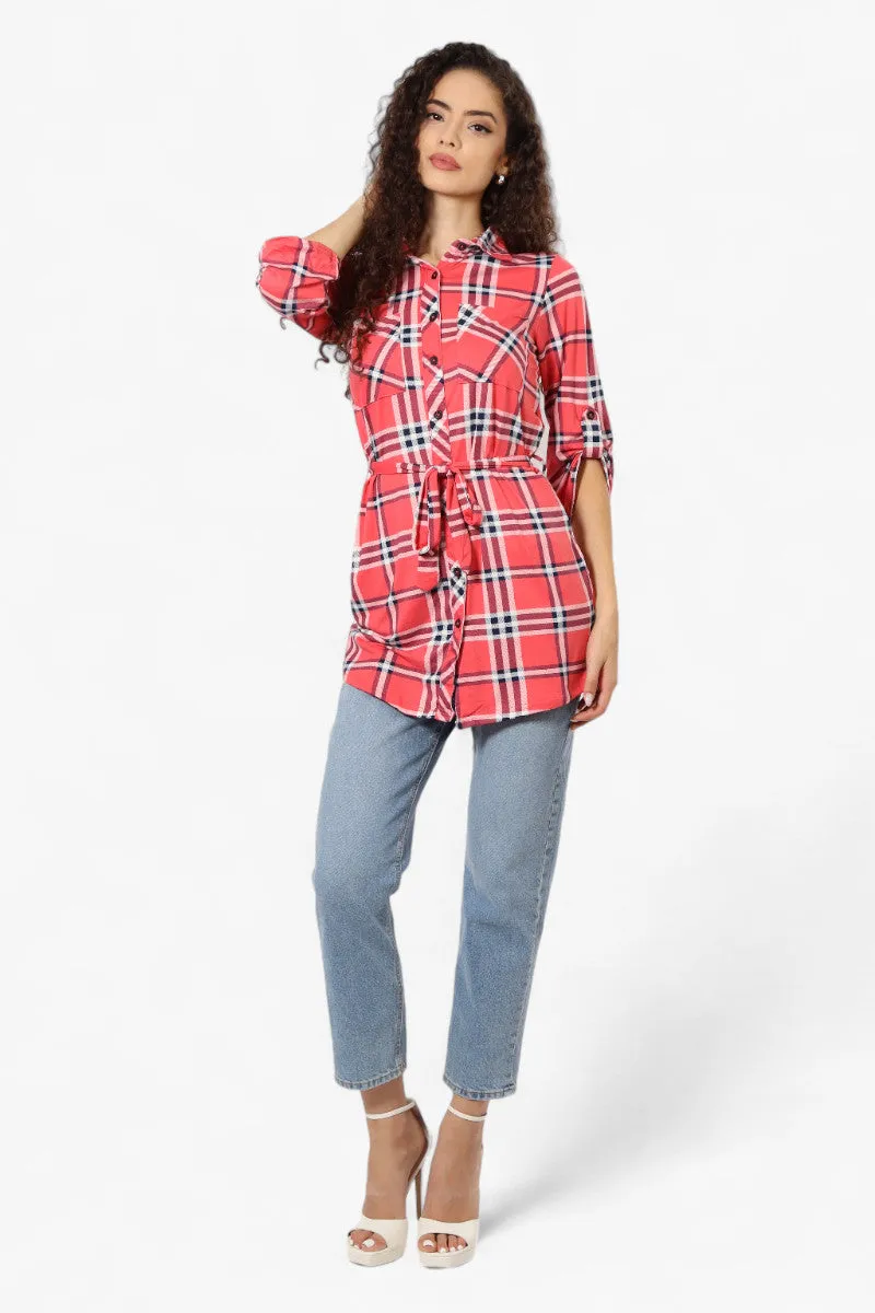Urbanology Belted Striped Button Down Shirt - Pink sold by Fairweather product image thumbnail 2