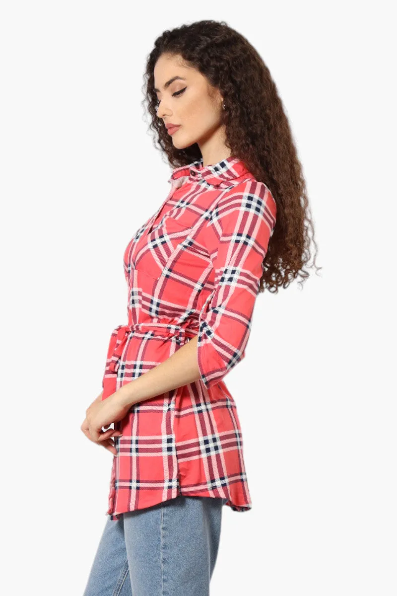 Urbanology Belted Striped Button Down Shirt - Pink sold by Fairweather product image thumbnail 3