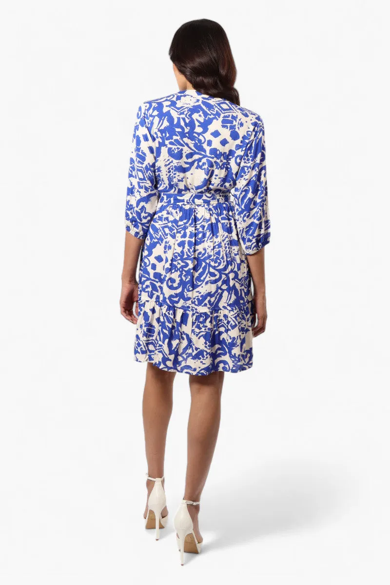 Beechers Brook Belted Patterned Button Down Day Dress - Blue sold by Fairweather product image thumbnail 4