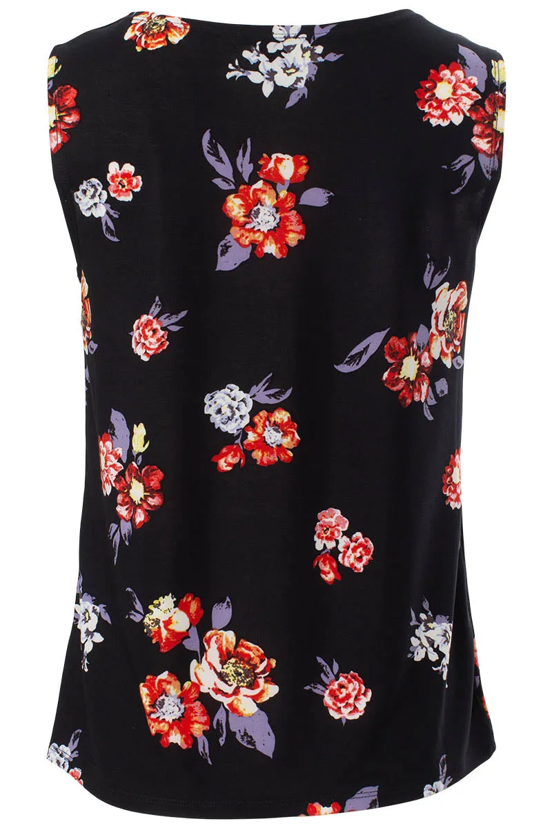 Floral Cowl Neck Tank Top - Black sold by Fairweather product image thumbnail 3