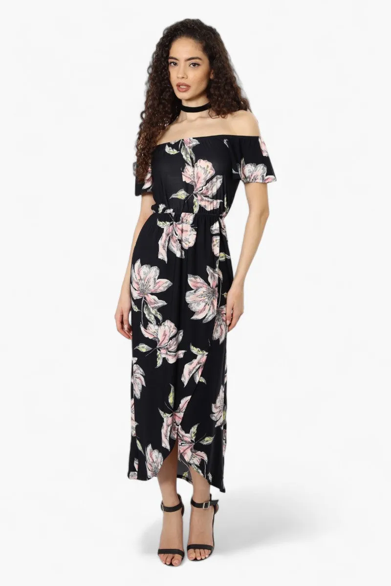 Beechers Brook Floral Off Shoulder Flounce Maxi Dress - Black sold by Fairweather product image thumbnail 2