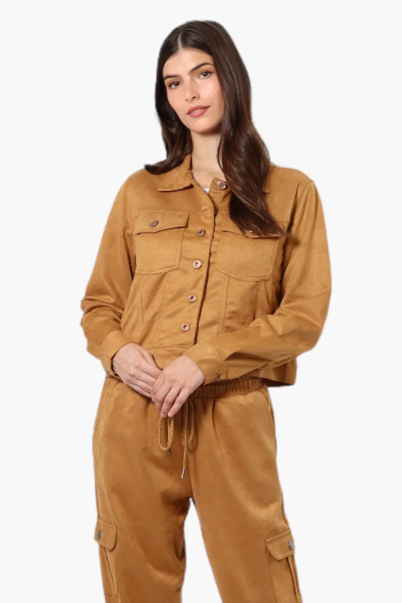 Beechers Brook Button Up Suede Trucker Lightweight Jacket - Caramel sold by Fairweather