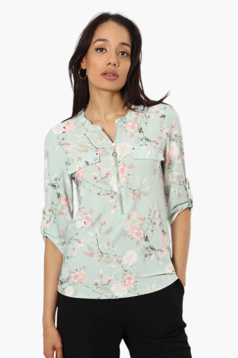 Beechers Brook Floral Roll Up Sleeve Shirt - Mint sold by Fairweather