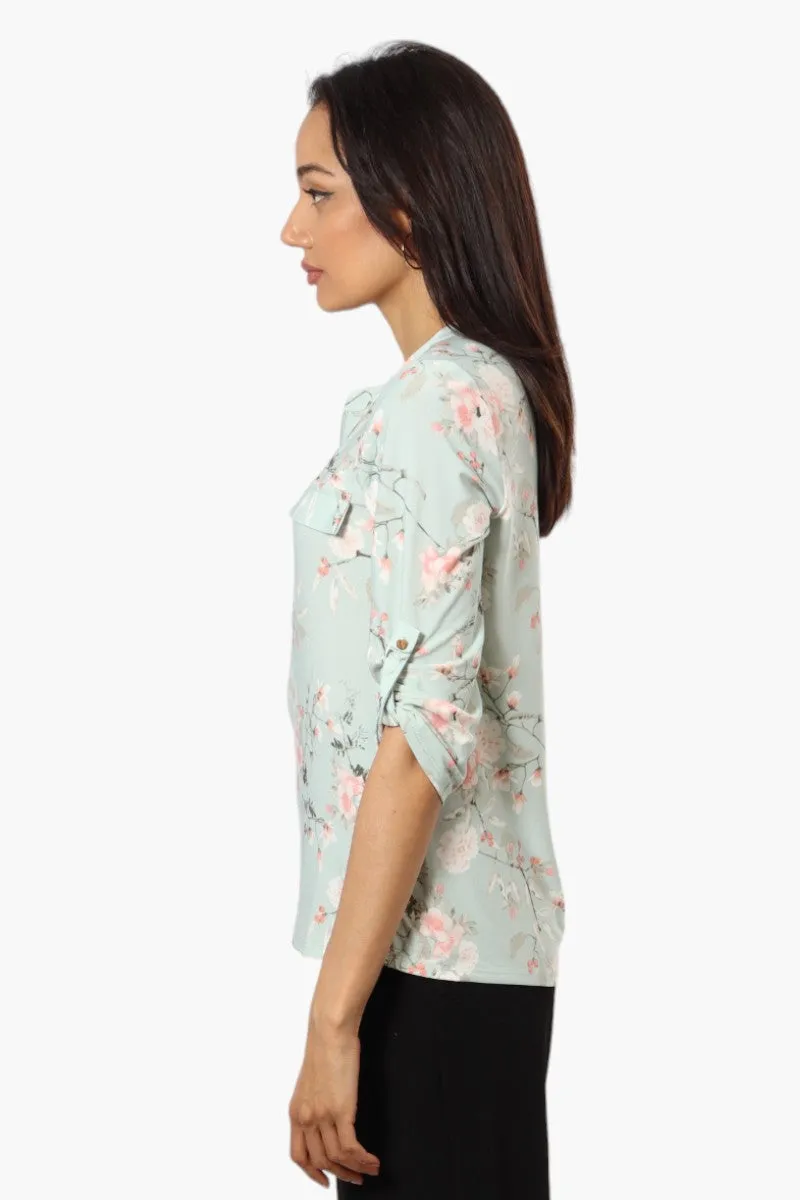 Beechers Brook Floral Roll Up Sleeve Shirt - Mint sold by Fairweather product image thumbnail 3