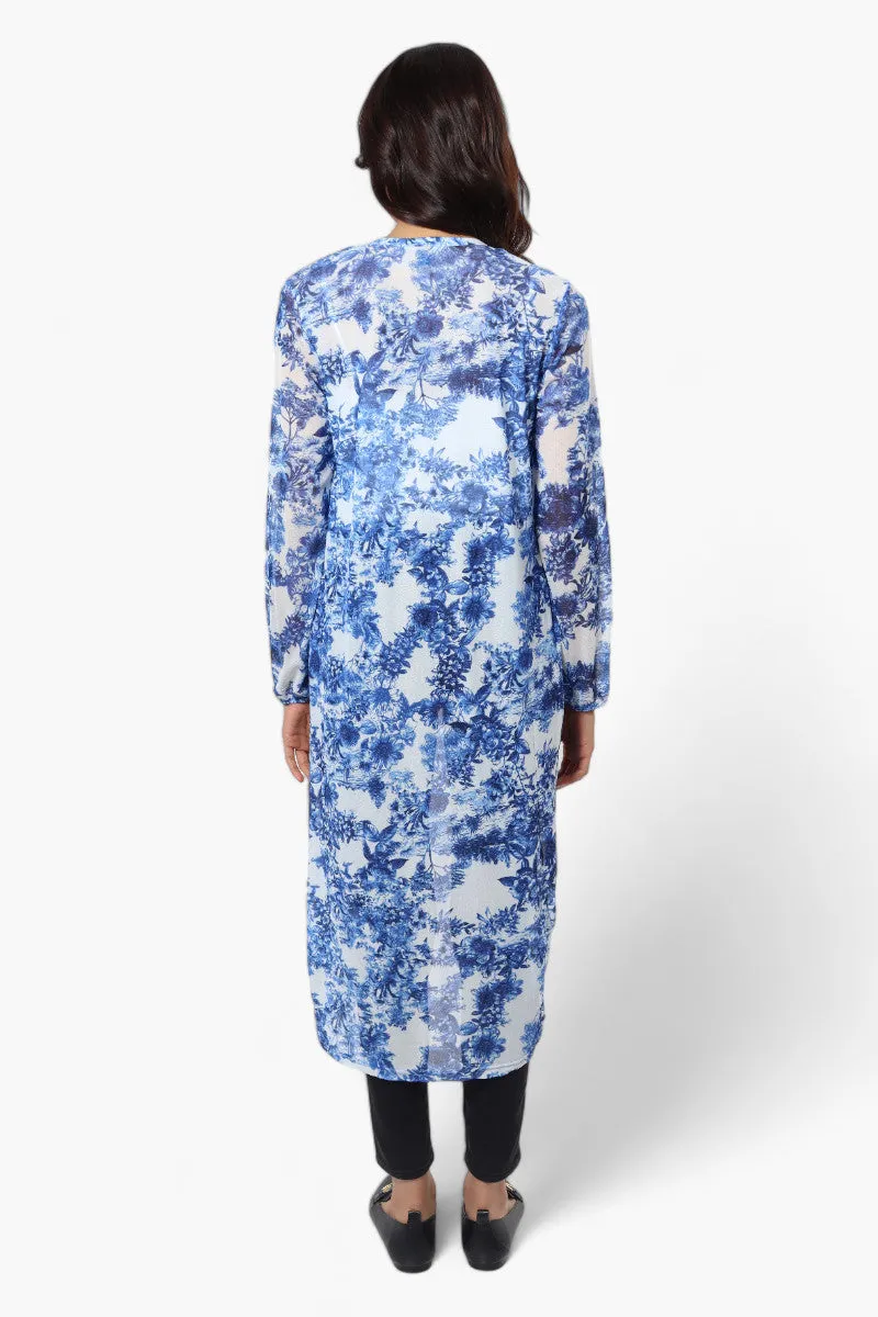 Limite Floral Sheer Duster Cardigan - Blue sold by Fairweather product image thumbnail 4