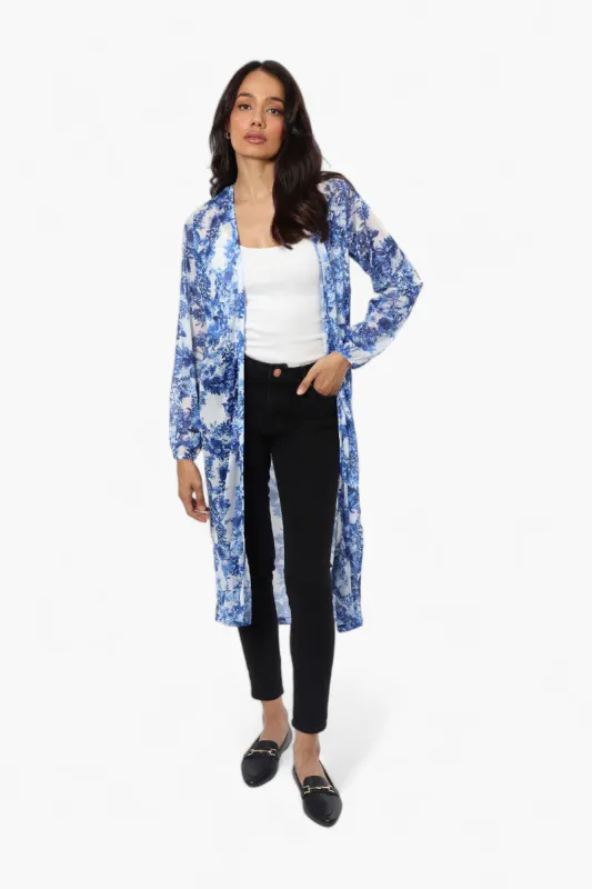 Limite Floral Sheer Duster Cardigan - Blue sold by Fairweather