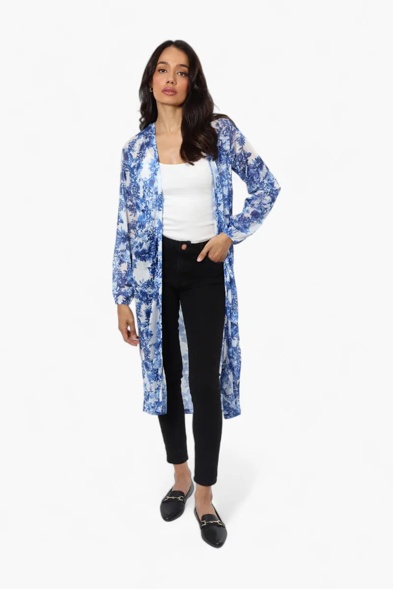 Limite Floral Sheer Duster Cardigan - Blue sold by Fairweather