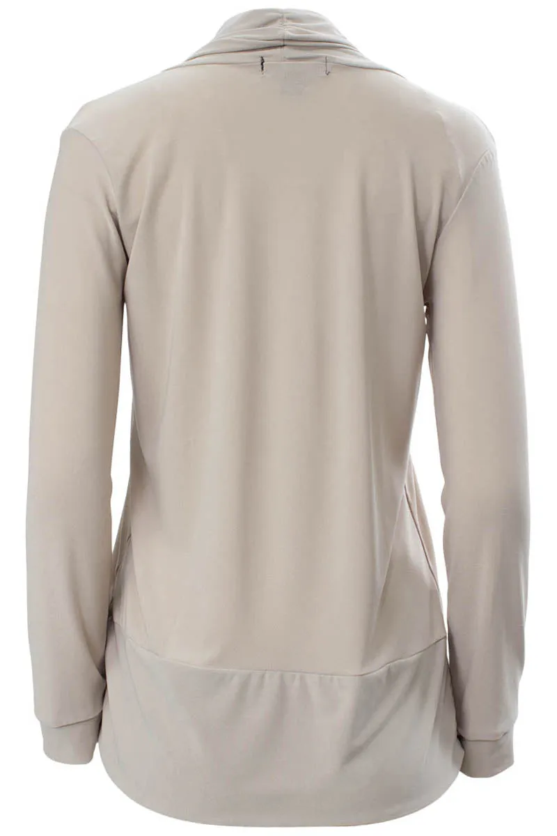 Solid Long Sleeve Open Front Cocoon Cardigan - Stone sold by Fairweather product image thumbnail 3