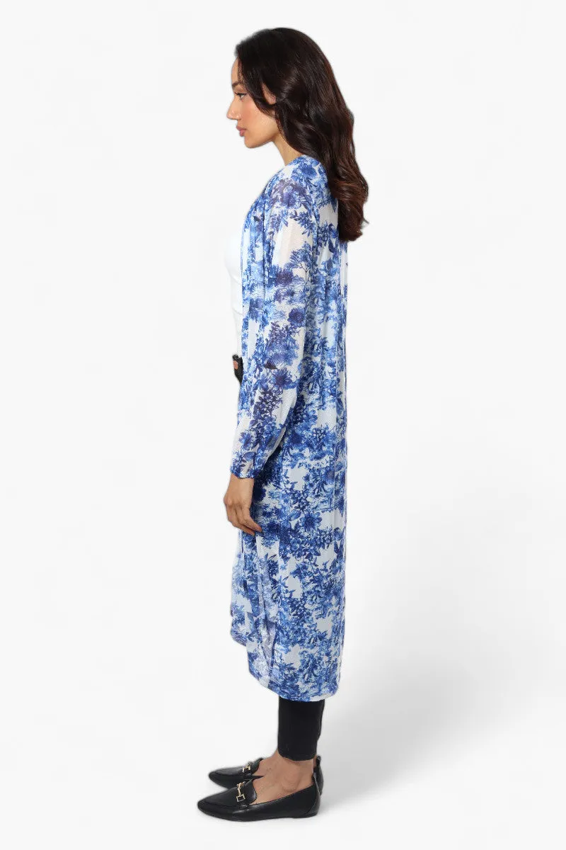 Limite Floral Sheer Duster Cardigan - Blue sold by Fairweather product image thumbnail 3