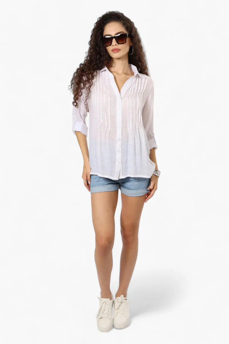 International INC Company Pleated Button Down Shirt - White sold by Fairweather product image thumbnail 2