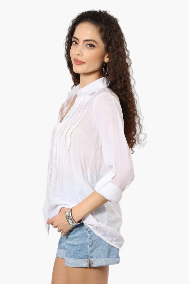 International INC Company Pleated Button Down Shirt - White sold by Fairweather product image thumbnail 3
