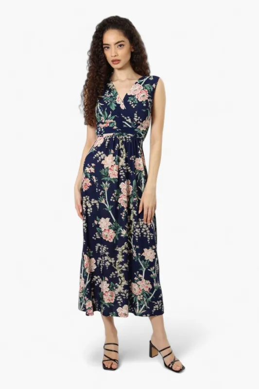 Beechers Brook Belted Floral Crossover Maxi Dress - Navy sold by Fairweather