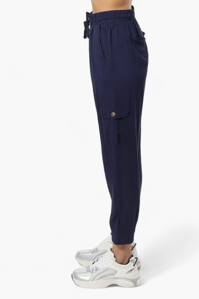 International INC Company Tie Waist Cargo Pocket Jogger Pants - Navy sold by Fairweather product image thumbnail 3