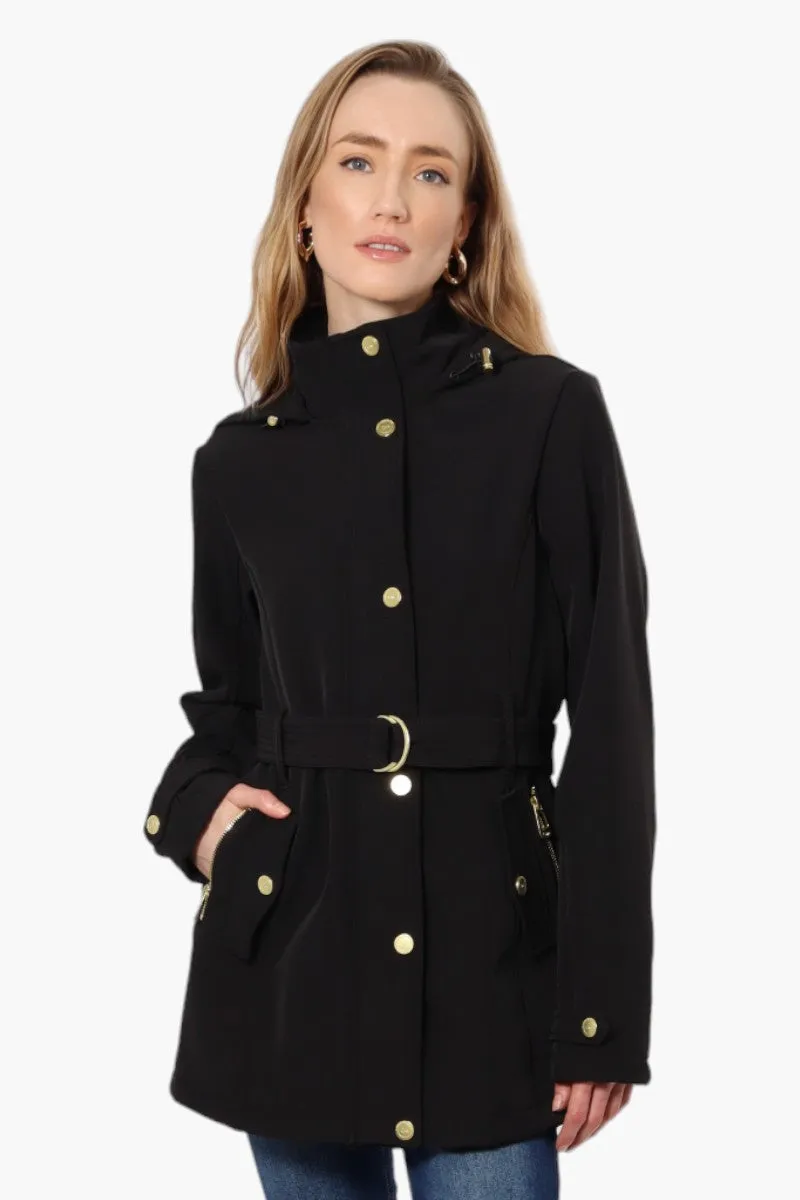 Canada Weather Gear Belted Front Button Lightweight Jacket - Black sold by Fairweather