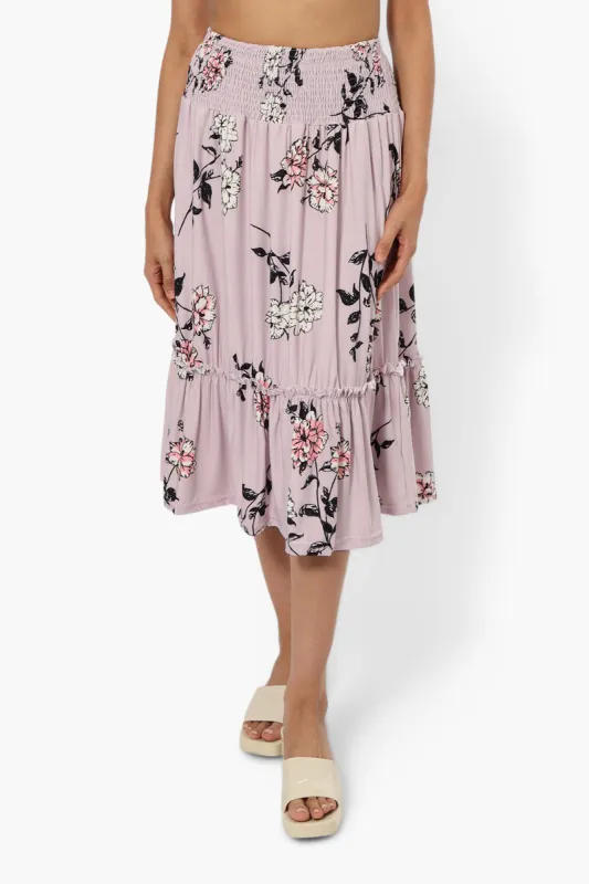 Beechers Brook Floral Smock Waist Midi Skirt - Lavender sold by Fairweather