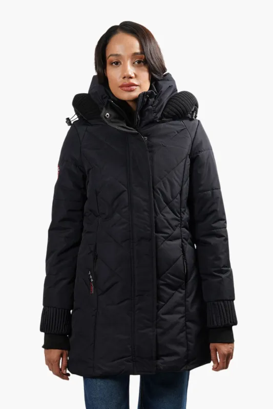Canada Weather Gear Chevron Stitch Parka Jacket - Navy sold by Fairweather