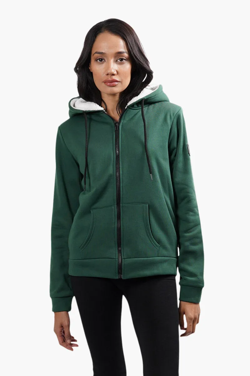 Fahrenheit Sherpa Lined Front Zip Hoodie - Green sold by Fairweather