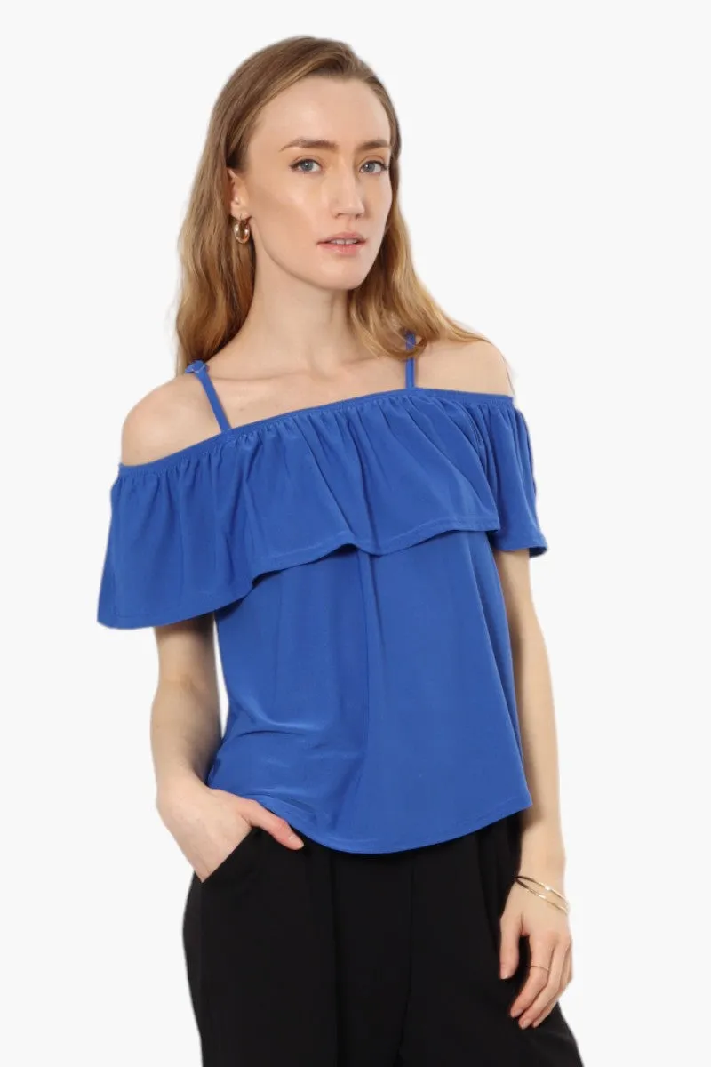 Beechers Brook Solid Flounce Tank Top - Blue sold by Fairweather