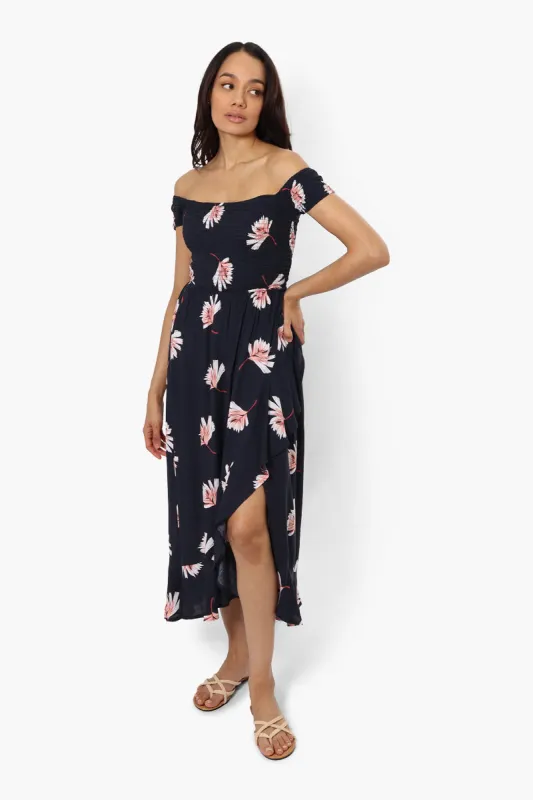 Impress Floral Smocked Top Maxi Dress - Navy made by Fairweather