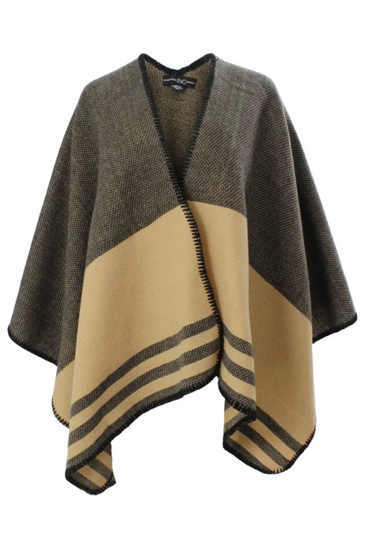 International INC Company Plaid Open Poncho - Camel sold by Fairweather