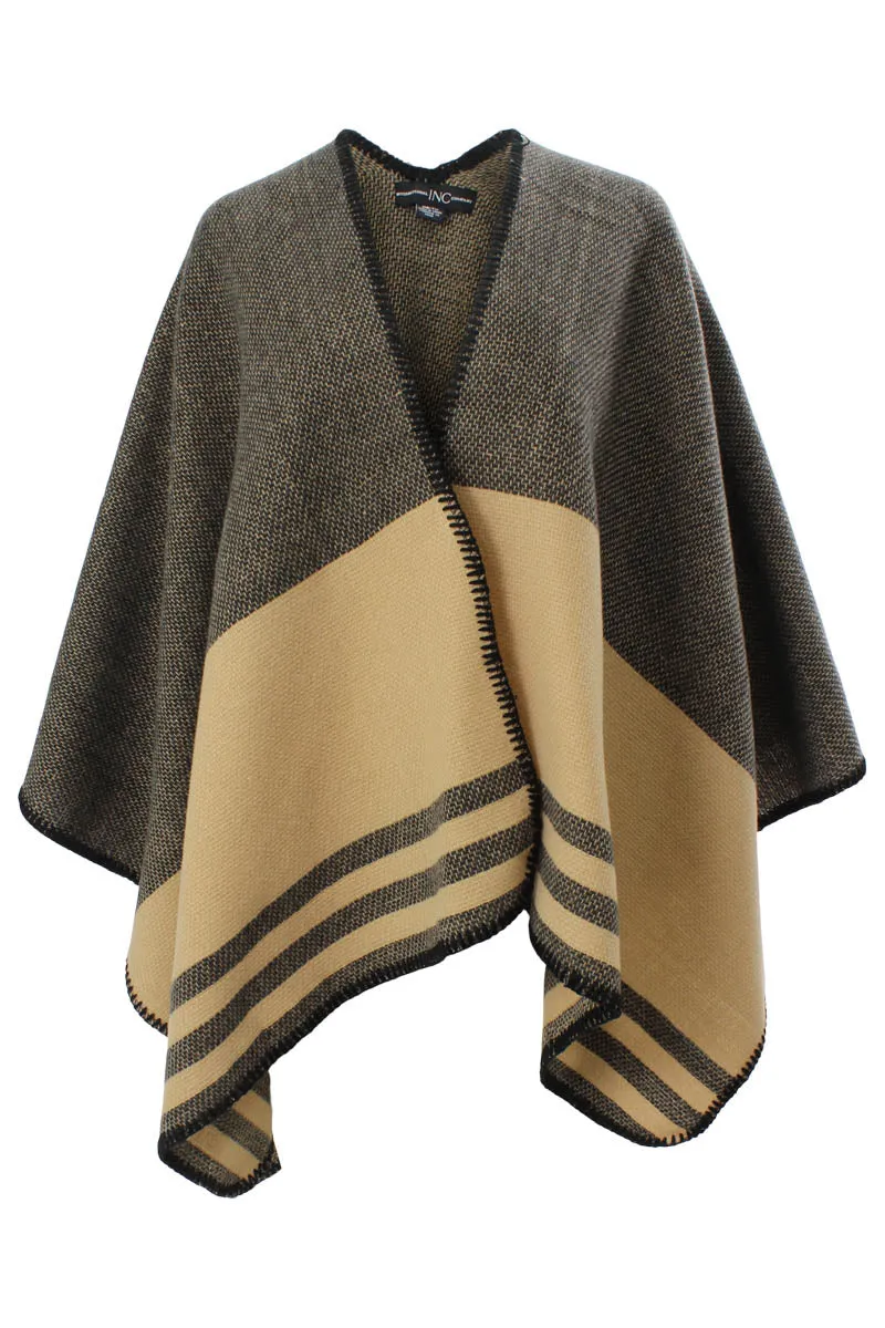 International INC Company Plaid Open Poncho - Camel sold by Fairweather