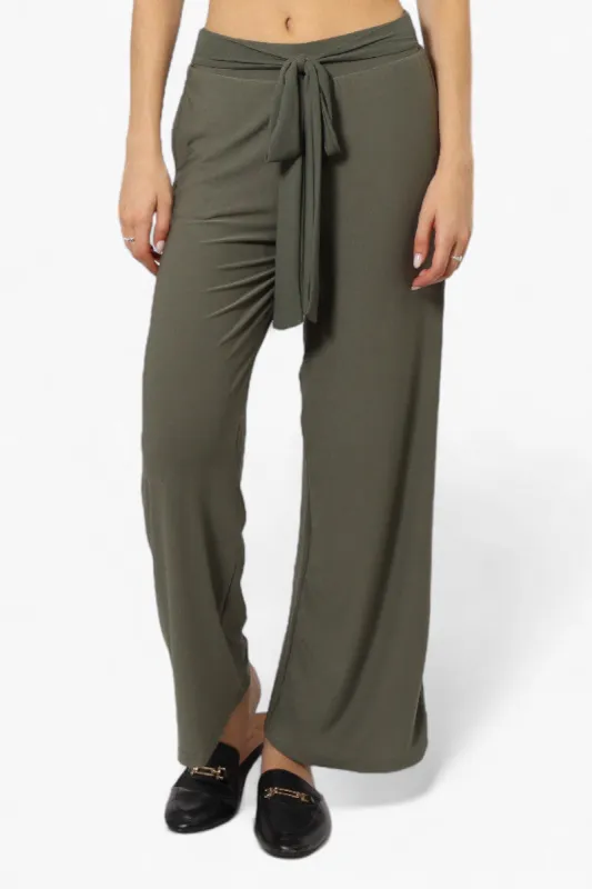 International INC Company Solid Belted Palazzo Pants - Olive sold by Fairweather