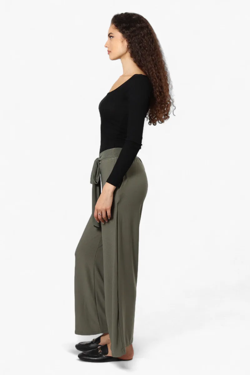 International INC Company Solid Belted Palazzo Pants - Olive sold by Fairweather product image thumbnail 3