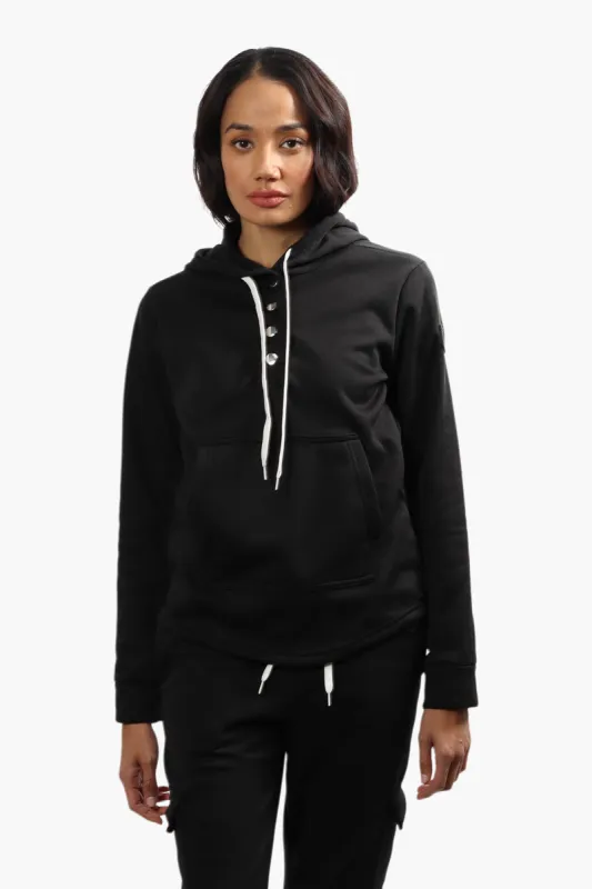 Fahrenheit Fleece Henley Hoodie - Black sold by Fairweather