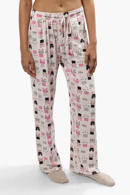 Cuddly Canuckies Cat Print Pajama Pants - Pink sold by Fairweather