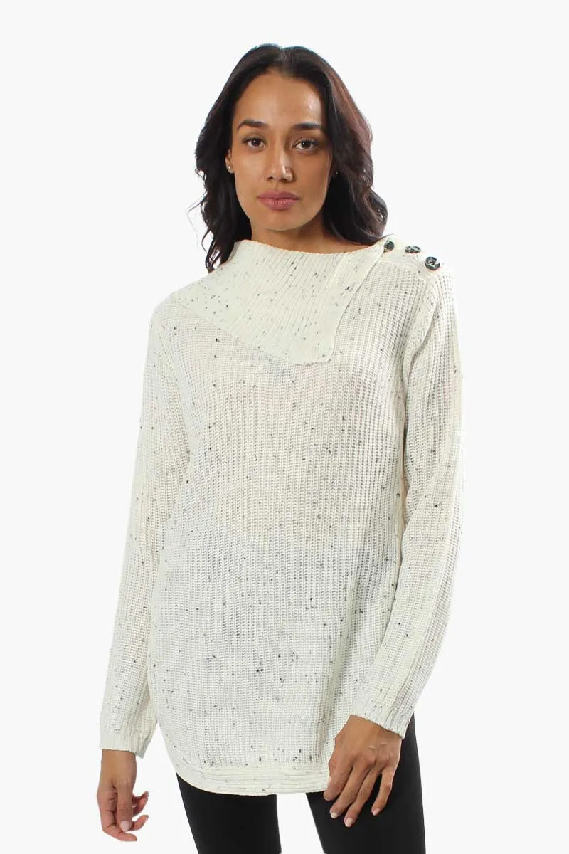 International INC Company Split Neck Knit Pullover Sweater - Cream sold by Fairweather