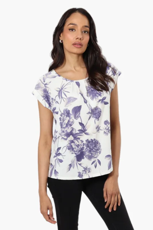 Beechers Brook Floral Cap Sleeve Blouse - White sold by Fairweather