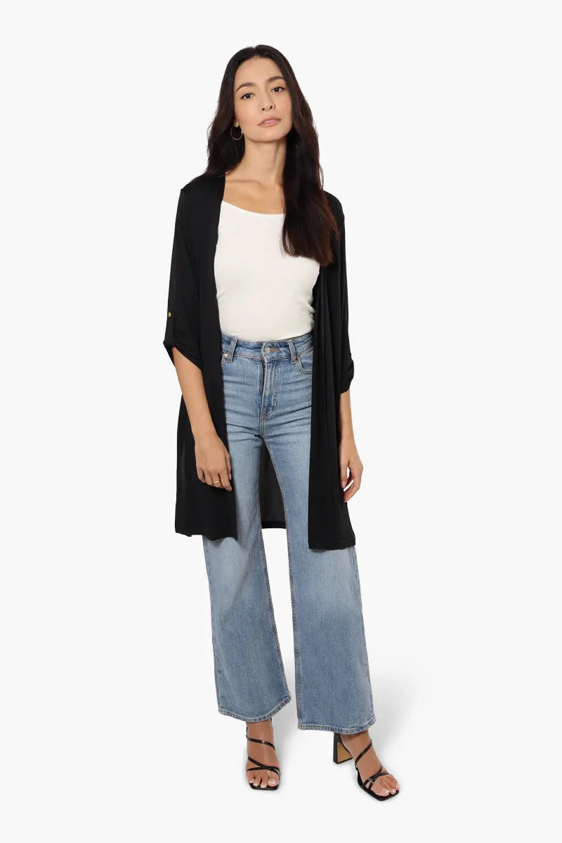 International INC Company Open Front Roll Up Sleeve Cardigan - Black sold by Fairweather product image thumbnail 2